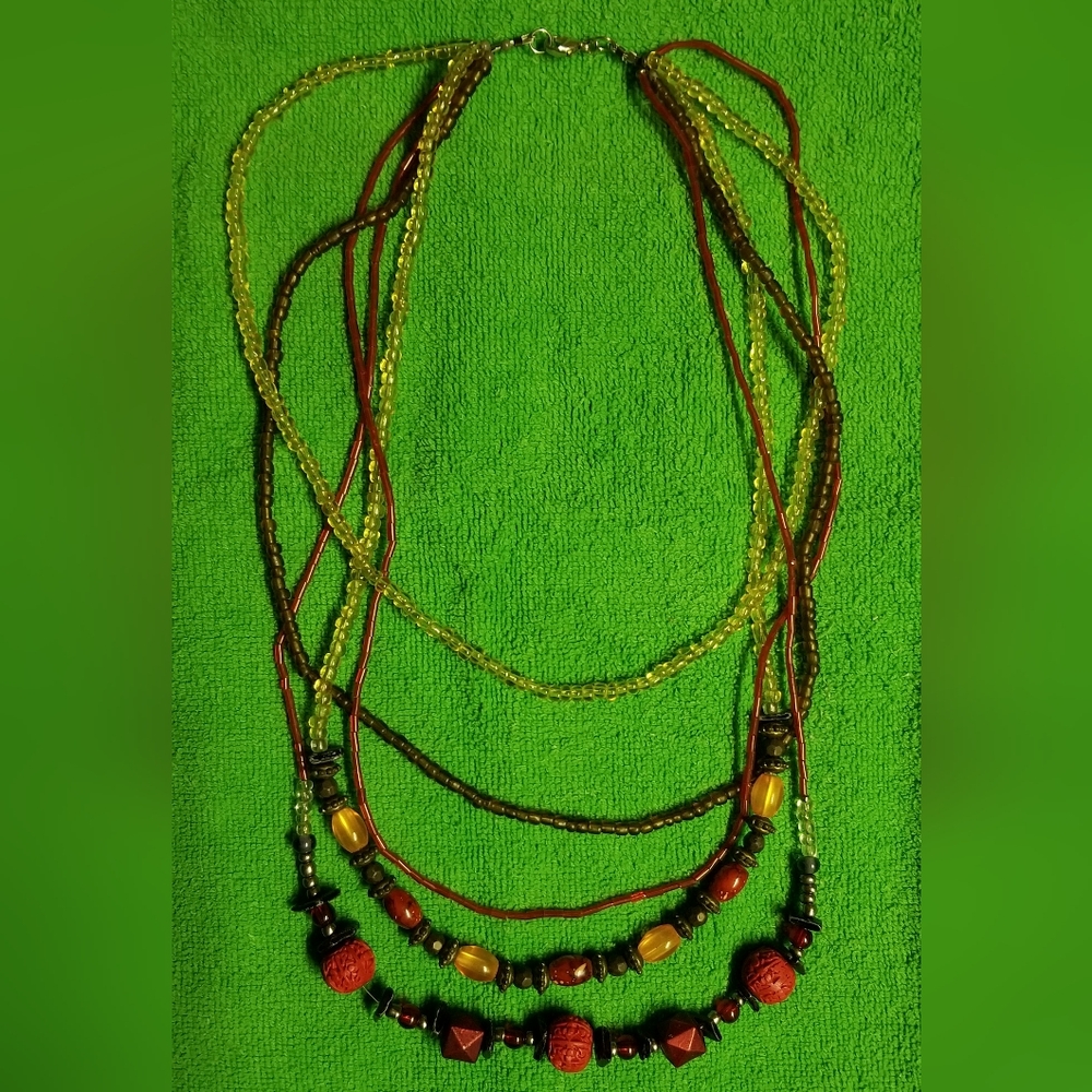 💎Handmade beaded five layer necklace with clasp